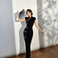 Black tight-fitting retro cheongsam