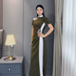 Green sleeveless modern qipao