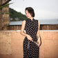 Black Polka-Dot Sleeveless Modern Qipao Gown