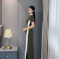 Green sleeveless modern qipao