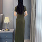 Green sleeveless modern qipao