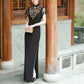 Traditional black sleeveless qipao