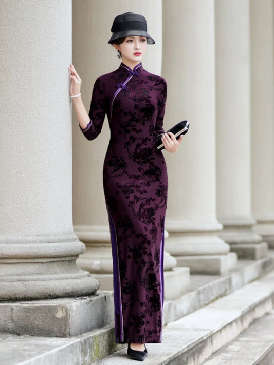 Purple modern qipao gown