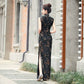 Black sleeveless traditional qipao gown