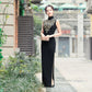 Traditional black sleeveless qipao