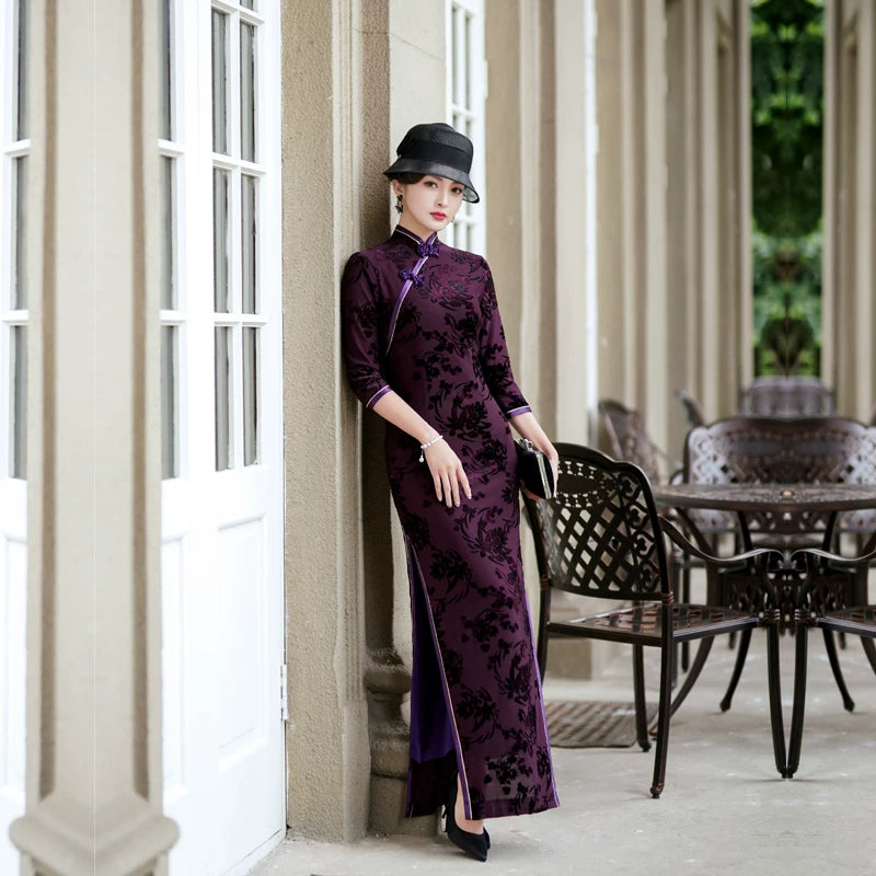 Purple modern qipao gown