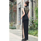 Traditional black sleeveless qipao