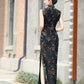 Black sleeveless traditional qipao gown
