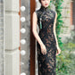 Black sleeveless traditional qipao gown