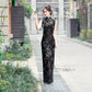 Black sleeveless traditional qipao gown