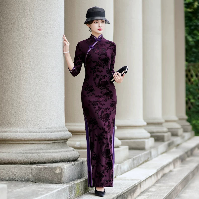Purple modern qipao gown