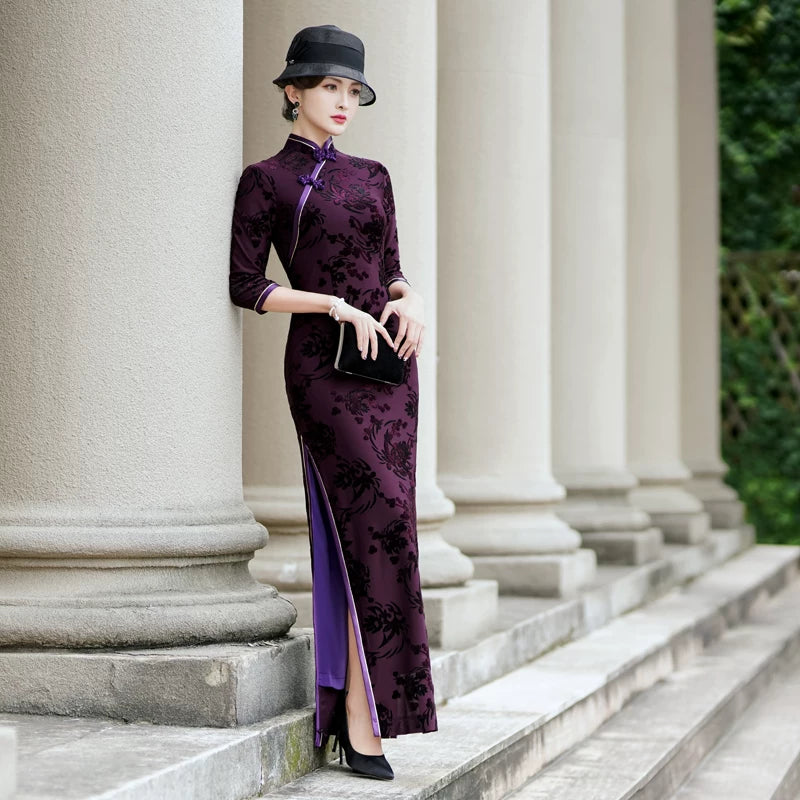 Purple modern qipao gown
