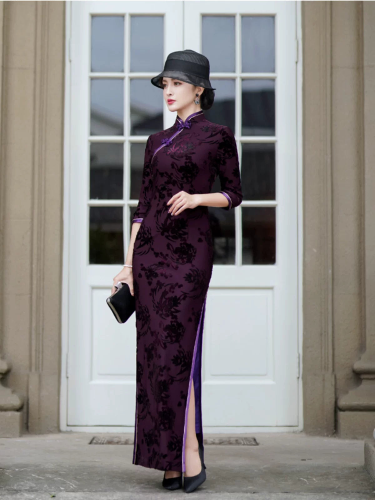Purple modern qipao gown