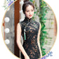 Black sleeveless traditional qipao gown