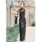 Black sleeveless traditional qipao gown