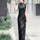 Black sleeveless traditional qipao gown