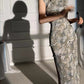 Gray floral cheongsam. Sleeveless gown. Chinese robe.