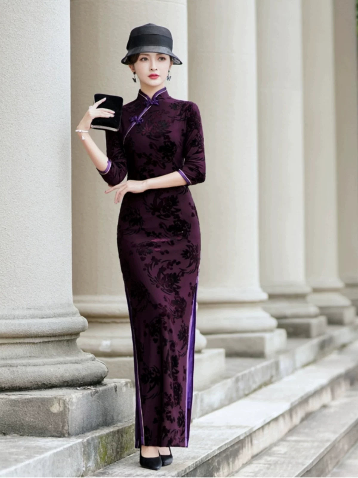 Purple modern qipao gown