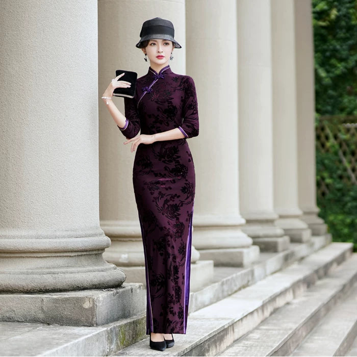 Purple modern qipao gown