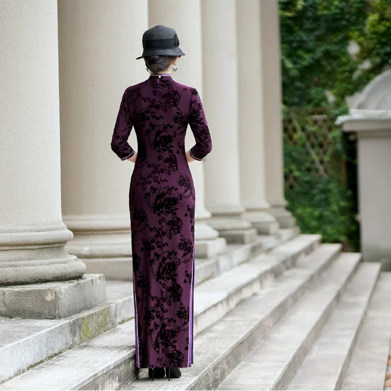 Purple modern qipao gown