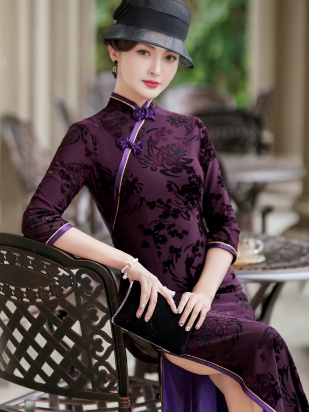 Purple modern qipao gown