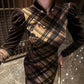 Retro plaid silk cheongsam