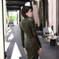 Carved velvet cheongsam dress