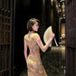 Gold-stamped printed retro cheongsam