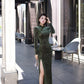 Carved velvet cheongsam dress
