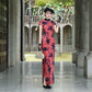 Red sleeveless modern qipao gown