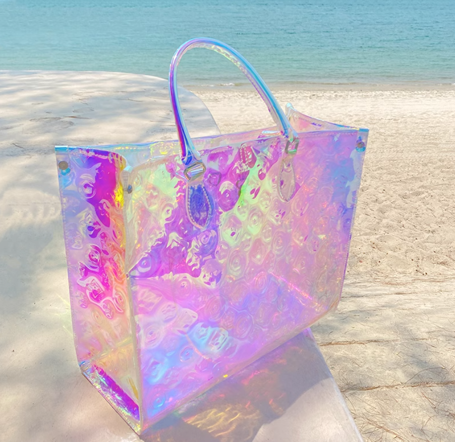 Clear laser tote bag