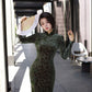 Carved velvet cheongsam dress