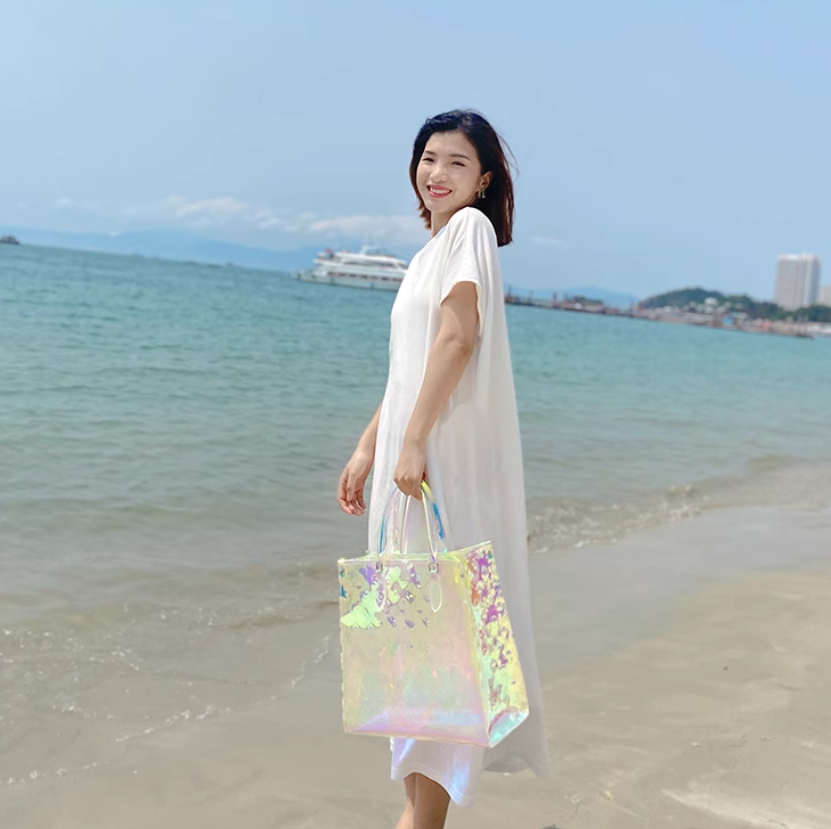 Clear laser tote bag
