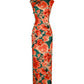 Modern qipao gown with red floral patterns