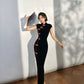 Black tight-fitting retro cheongsam