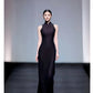 Brown sleeveless modern qipao