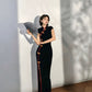 Black tight-fitting retro cheongsam