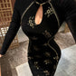 Elegant, retro, and sexy cheongsam in gold velvet