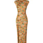 Gold-stamped printed retro cheongsam