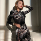 Stretch velvet floral qipao dress
