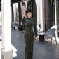 Carved velvet cheongsam dress