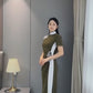 Green sleeveless modern qipao