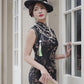 Black sleeveless modern qipao gown
