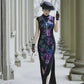 Colorful sleeveless modern qipao gown