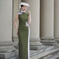 Green sleeveless modern qipao