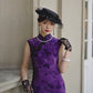 Purple sleeveless modern qipao
