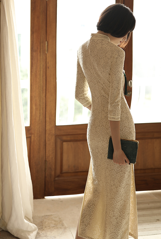 White Chinese Wedding Cheongsam Dress