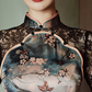 Sexy cheongsam dress with lace sleeves. Fully lined. custom dress