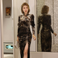Velvet modern Qipao. Vintage dress. evening dress. Boutique cheongsam dress.