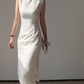 Minimalist white Cheongsam, sleeveless dress for everyday, Chinese vintage dress